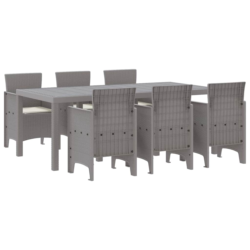 Set da Pranzo per Giardino 7 pz Grigio Chiaro Polipropilene