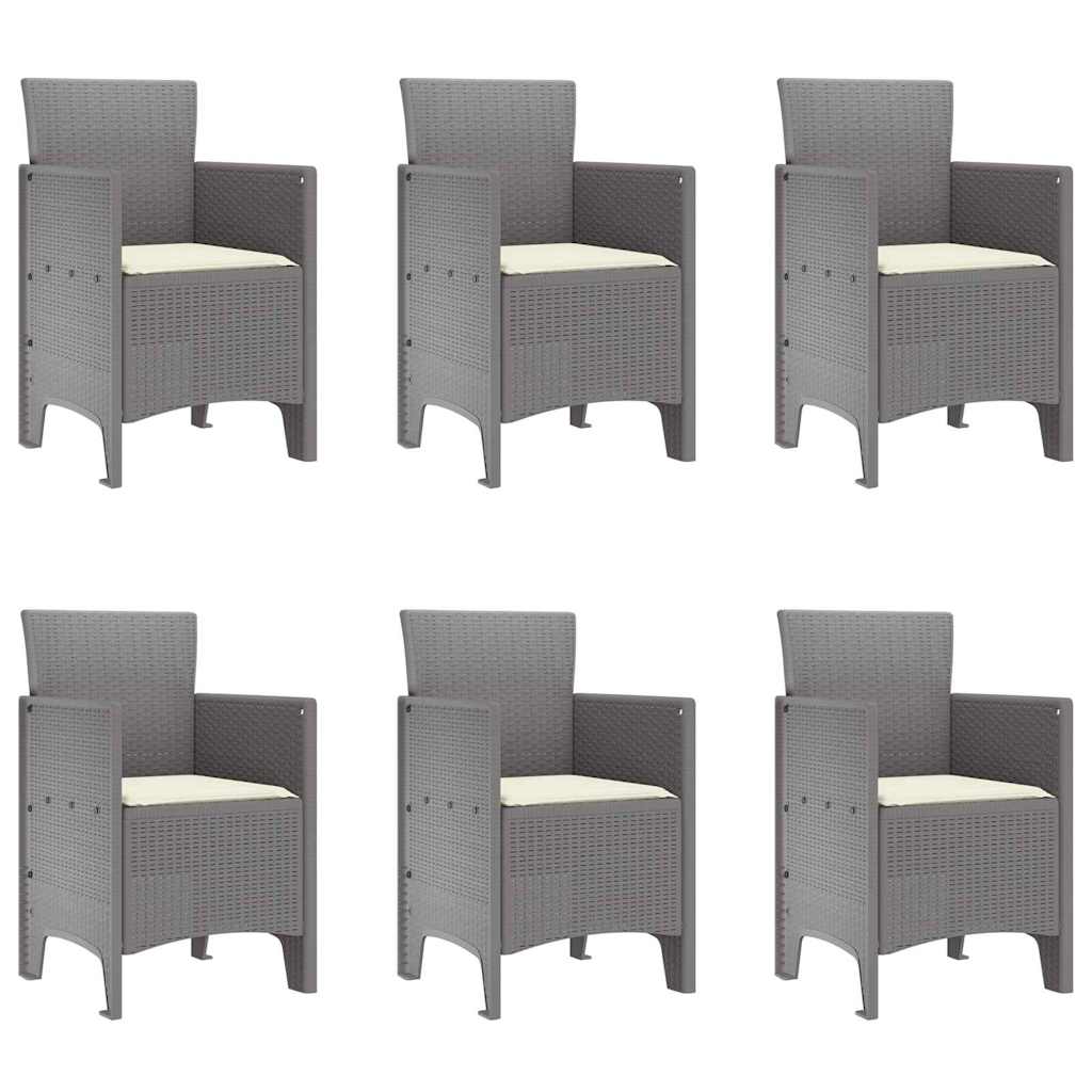 Set da Pranzo per Giardino 7 pz Grigio Chiaro Polipropilene