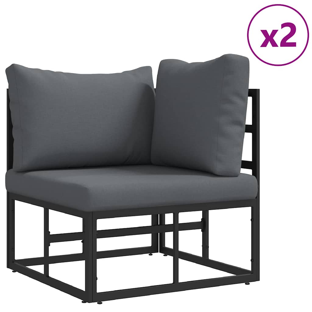 Set Divano da Giardino 3 pz Nero Metallo
