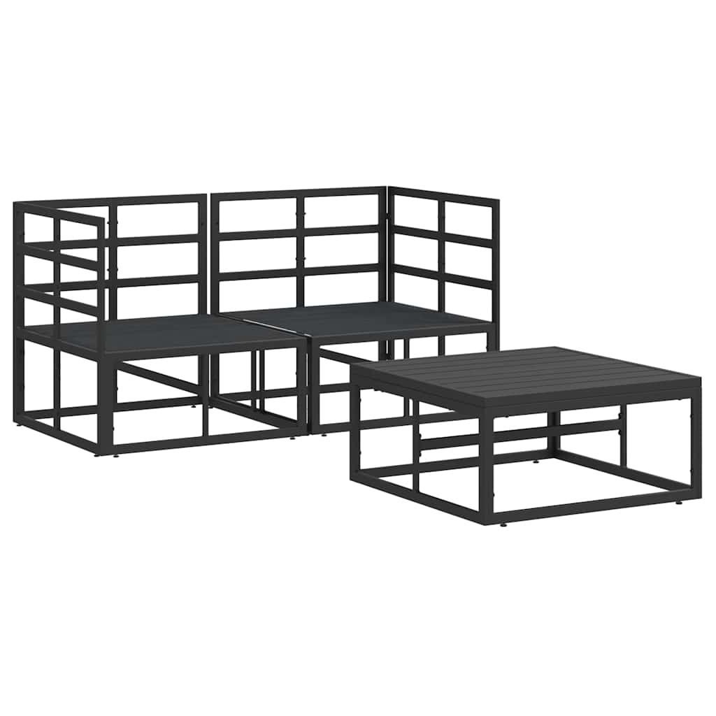 Set Divano da Giardino 3 pz Nero Metallo