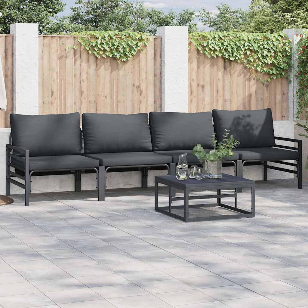 Set Divano da Giardino 5 pz Nero Acciaio