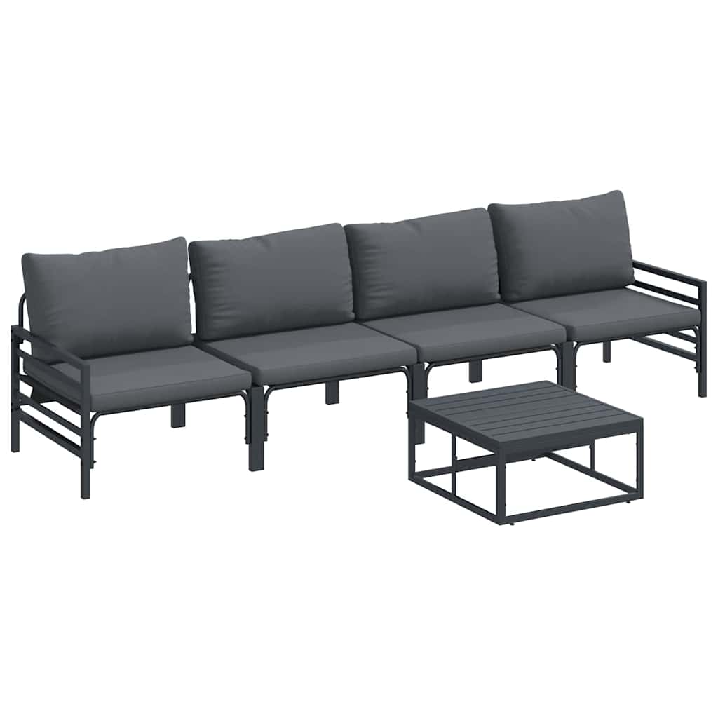 Set Divano da Giardino 5 pz Nero Acciaio