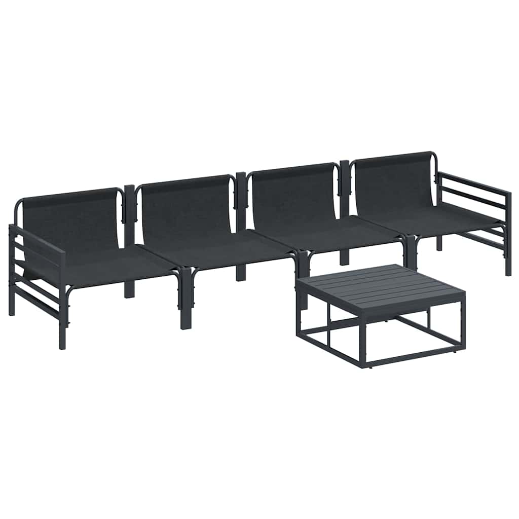 Set Divano da Giardino 5 pz Nero Acciaio