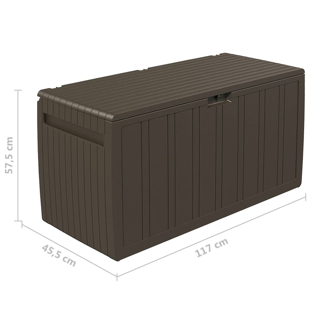 Baule Mobile Contenitore Cuscini Marrone 117x45,5x57,5 cm 270 L