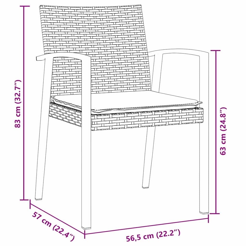 Set da Pranzo per Giardino 5 pz Marrone e Nero Rattan in PE