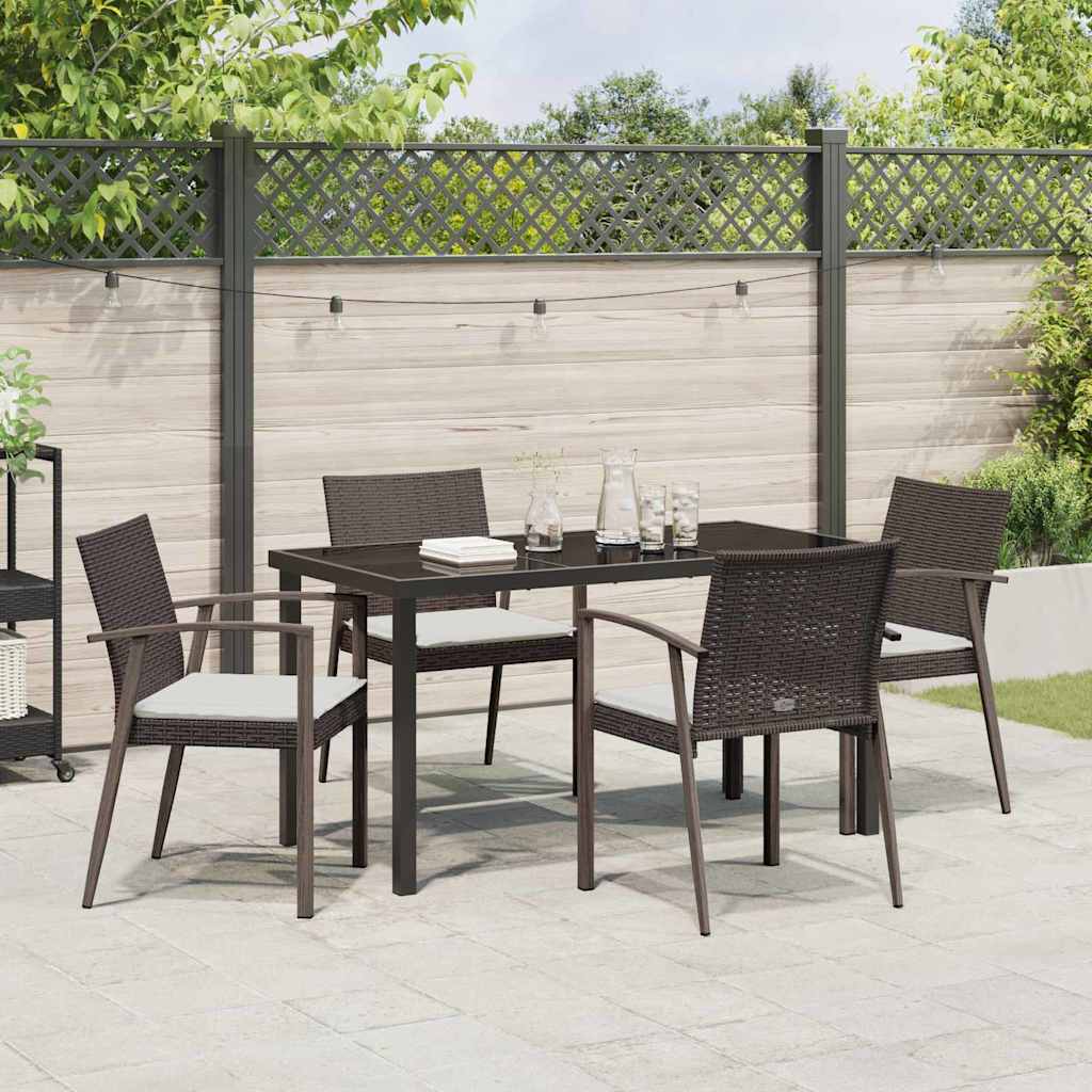 Set da Pranzo per Giardino 5 pz Marrone e Nero Rattan in PE
