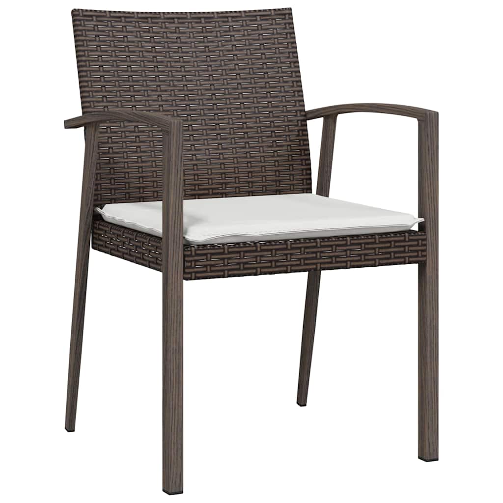 Set da Pranzo per Giardino 5 pz Marrone e Nero Rattan in PE