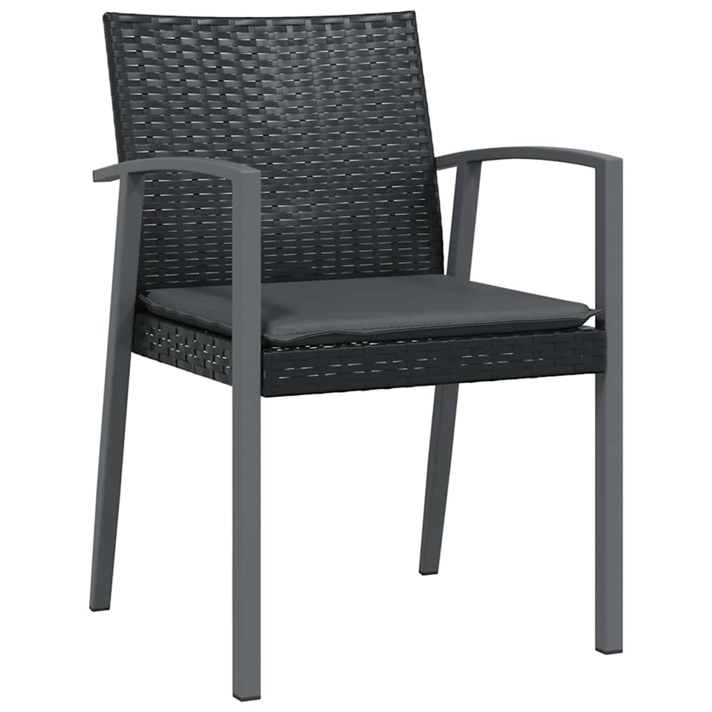 Set da Pranzo per Giardino 5 pz Nero e Grigio Rattan in PE