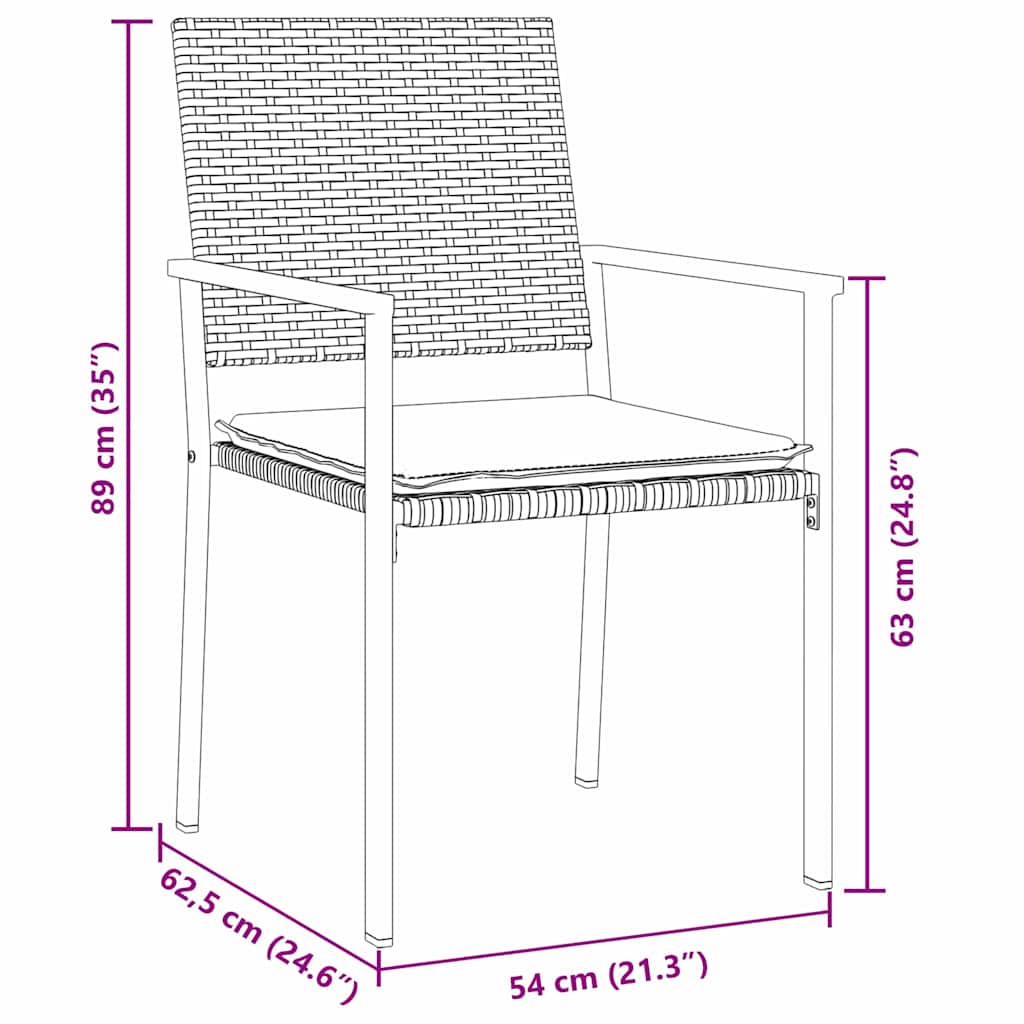 Set da Pranzo per Giardino 7 pz Nero e Grigio Chiaro