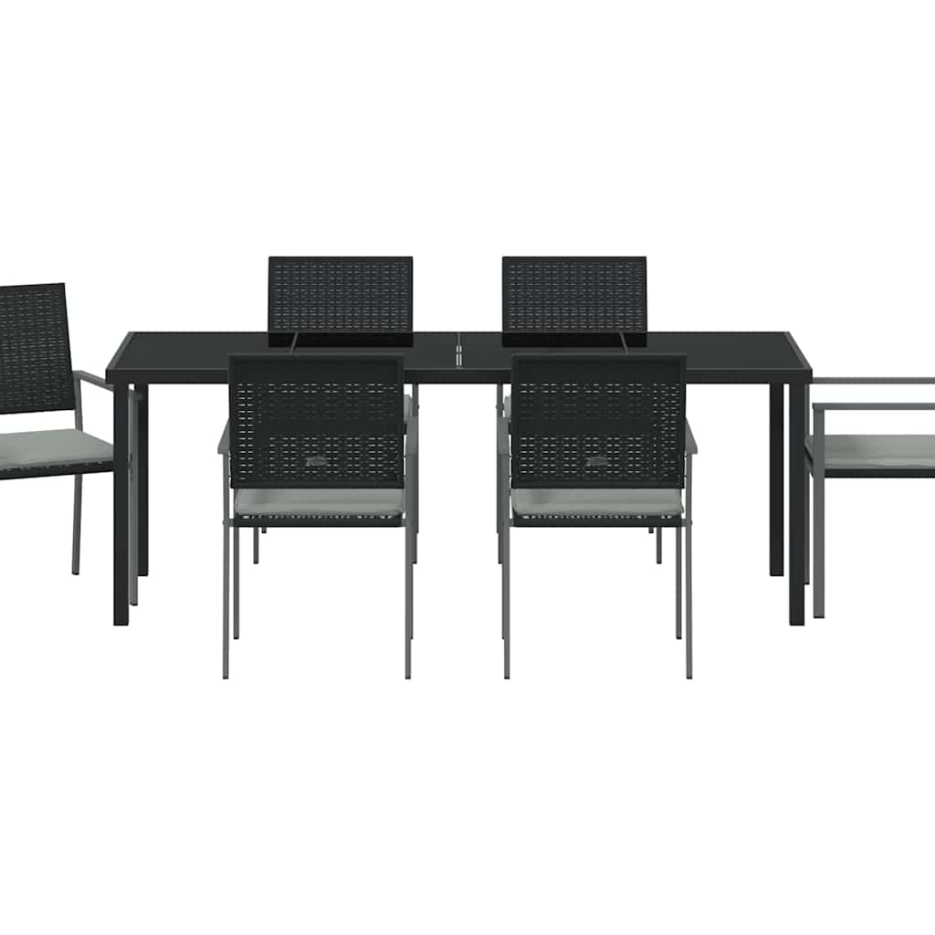 Set da Pranzo per Giardino 7 pz Nero e Grigio Chiaro