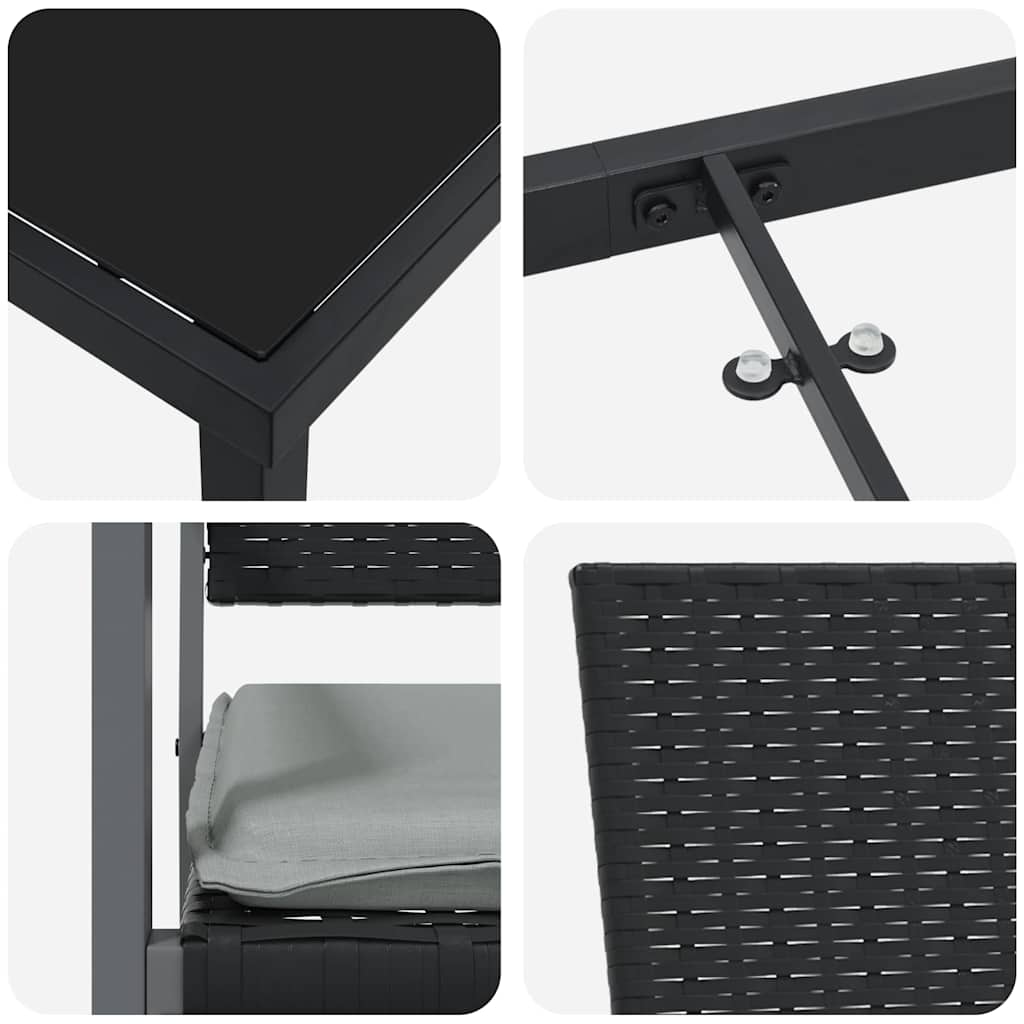 Set da Pranzo per Giardino 7 pz Nero e Grigio Chiaro