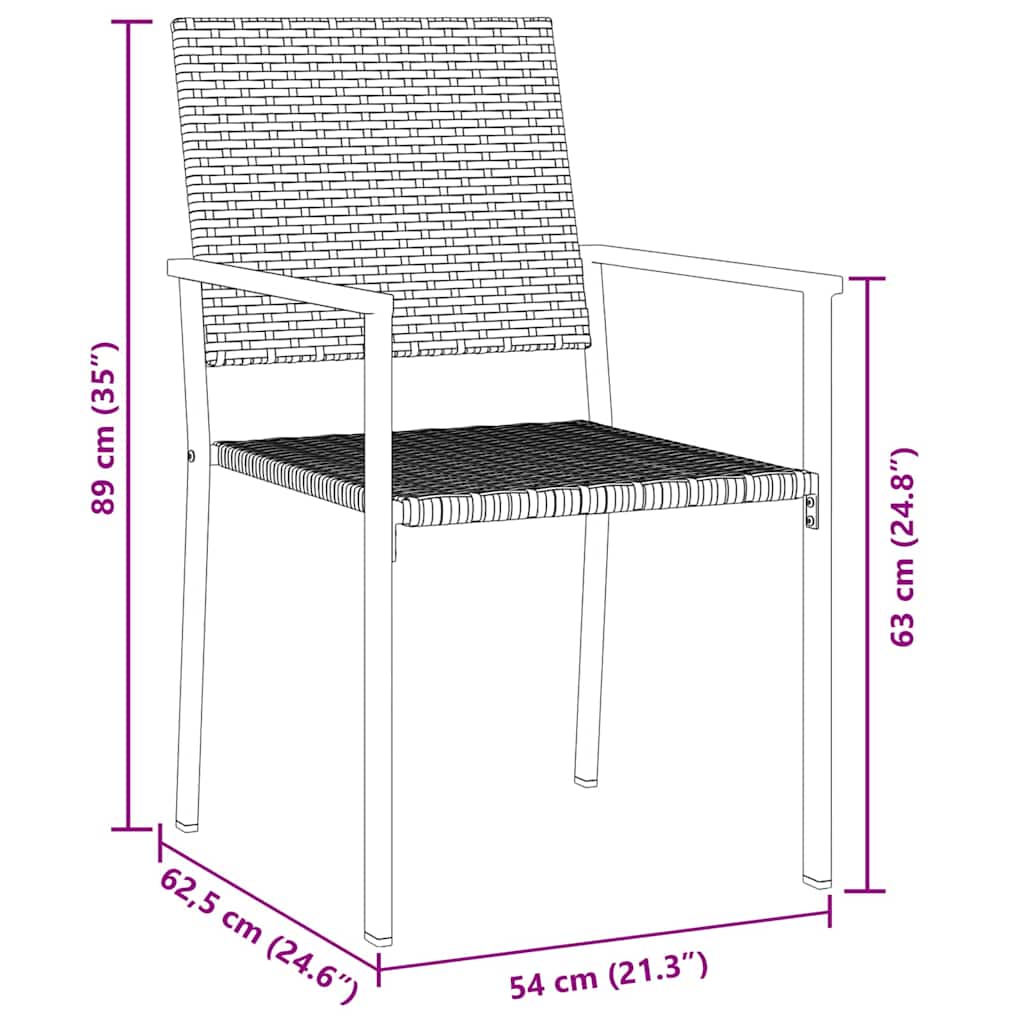 Set da Pranzo per Giardino 7 pz Nero Rattan in PE