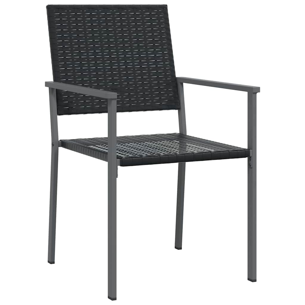 Set da Pranzo per Giardino 7 pz Nero Rattan in PE