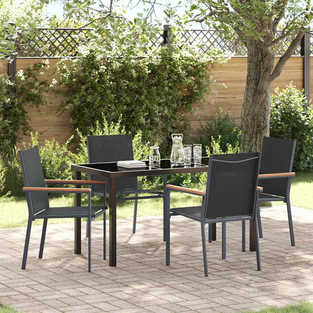 Set da Pranzo per Giardino 5 pz Nero