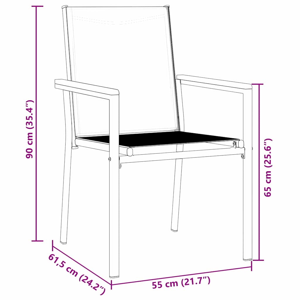 Set da Pranzo per Giardino 5 pz Nero