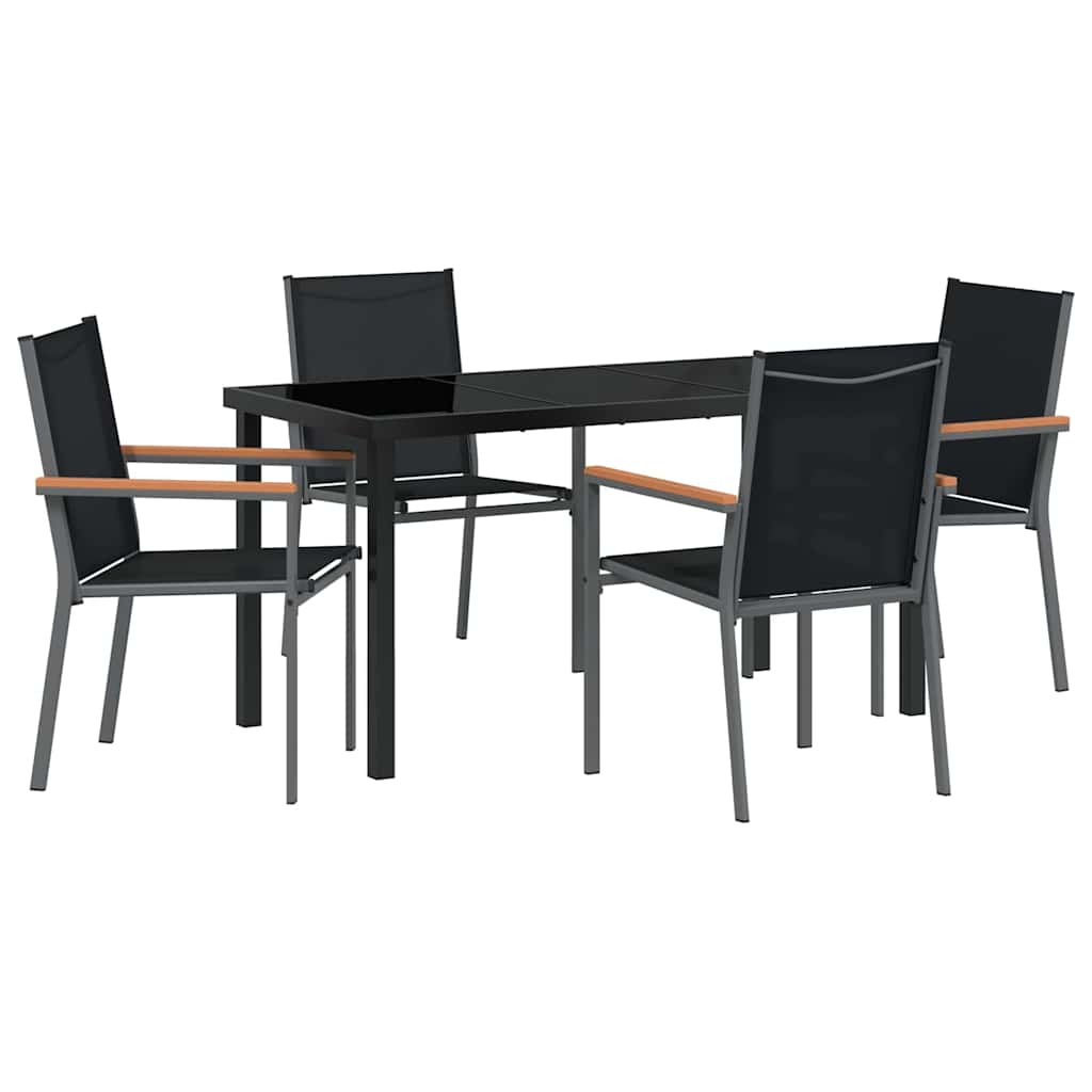 Set da Pranzo per Giardino 5 pz Nero