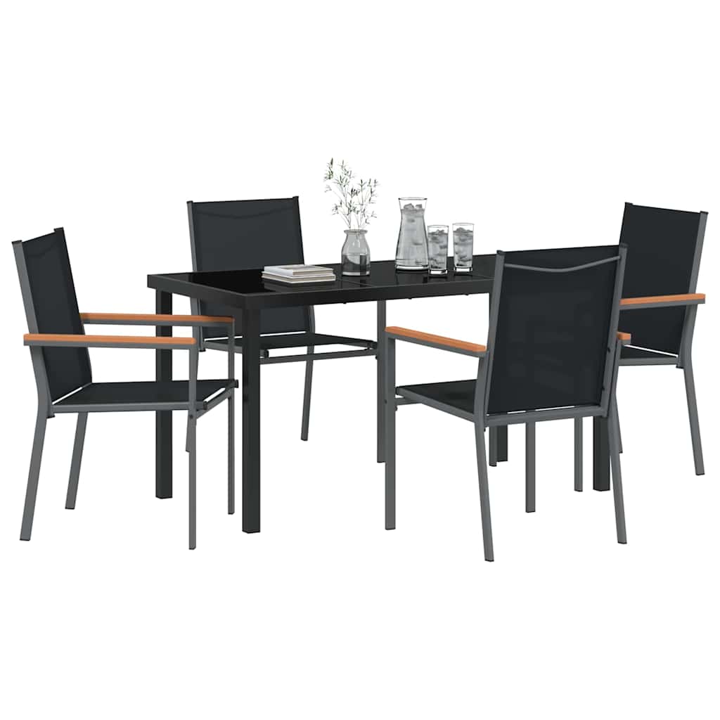 Set da Pranzo per Giardino 5 pz Nero
