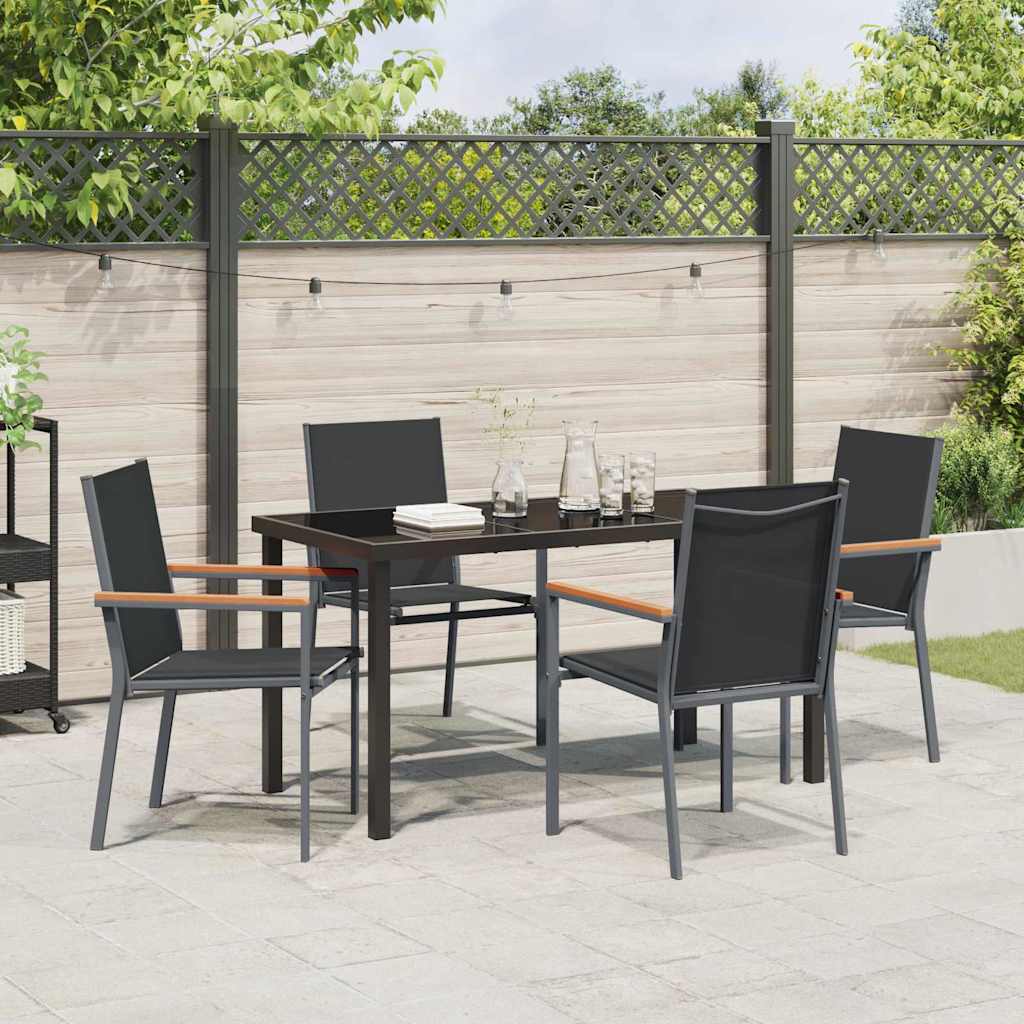 Set da Pranzo per Giardino 5 pz Nero