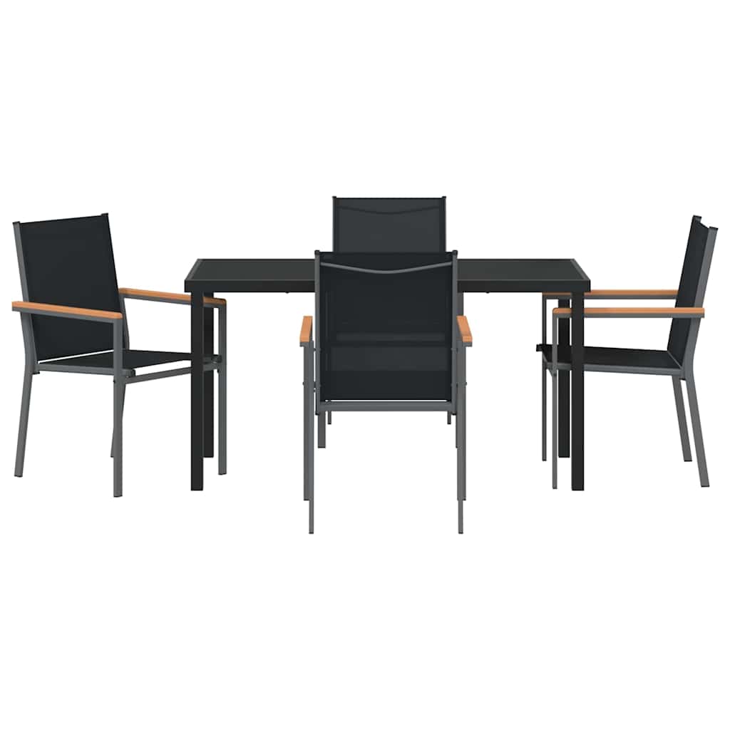 Set da Pranzo per Giardino 5 pz Nero
