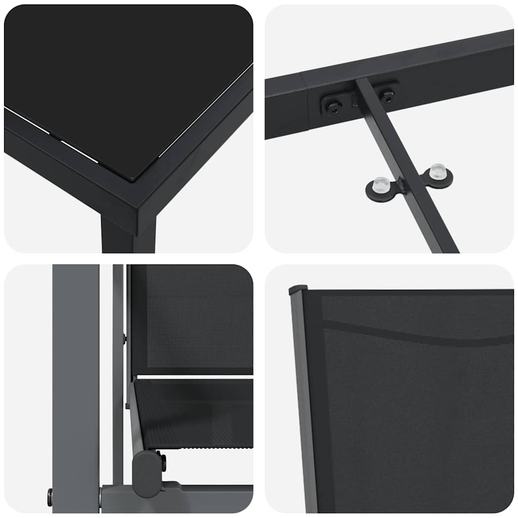 Set da Pranzo per Giardino 5 pz Nero