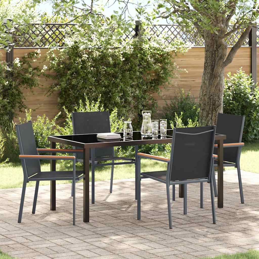 Set da Pranzo per Giardino 5 pz Nero