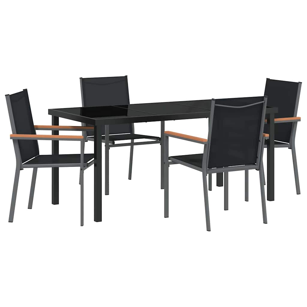 Set da Pranzo per Giardino 5 pz Nero