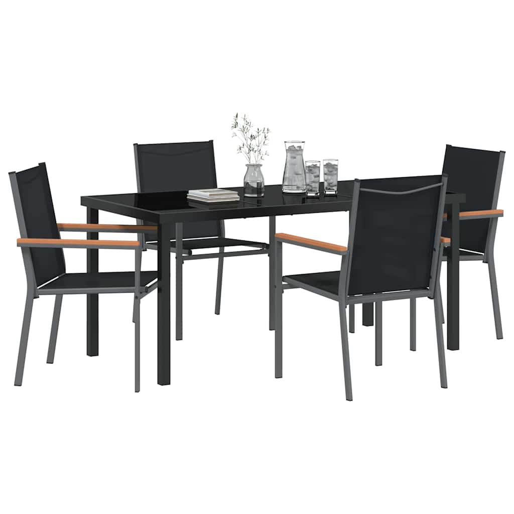 Set da Pranzo per Giardino 5 pz Nero
