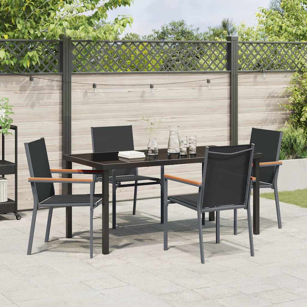 Set da Pranzo per Giardino 5 pz Nero