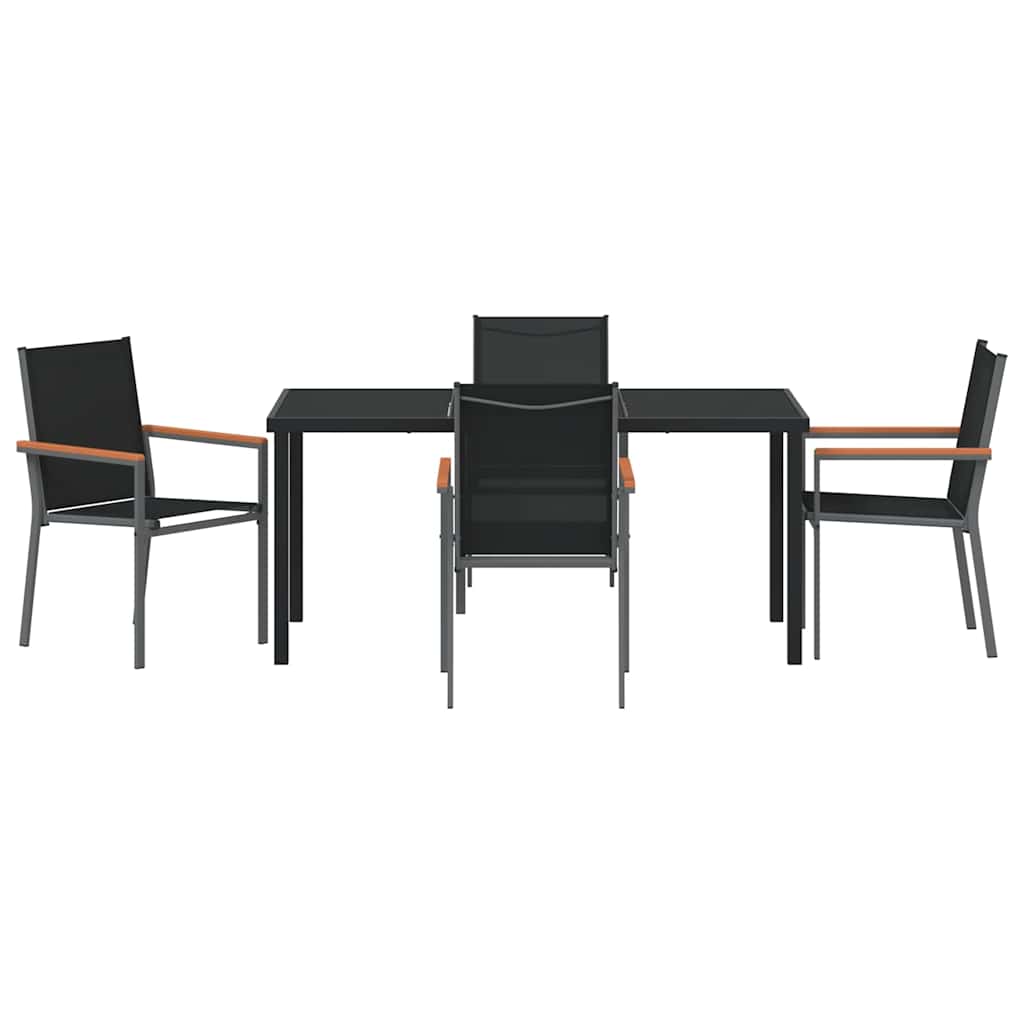 Set da Pranzo per Giardino 5 pz Nero