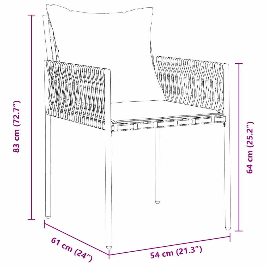 Set da Pranzo per Giardino 7 pz Marrone e Nero Rattan in PE