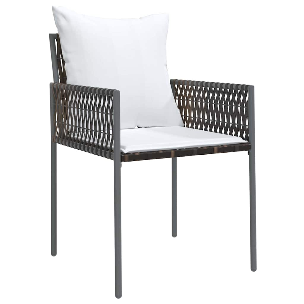 Set da Pranzo per Giardino 7 pz Marrone e Nero Rattan in PE