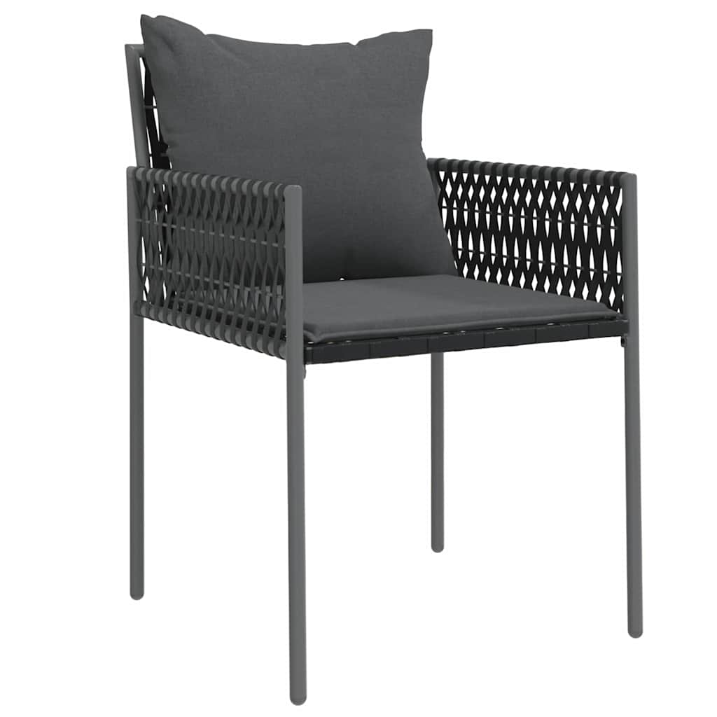 Set da Pranzo per Giardino 5 pz Nero e Grigio Rattan in PE