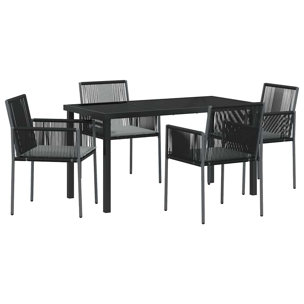 Set da Pranzo per Giardino 5 pz Nero Rattan in PE
