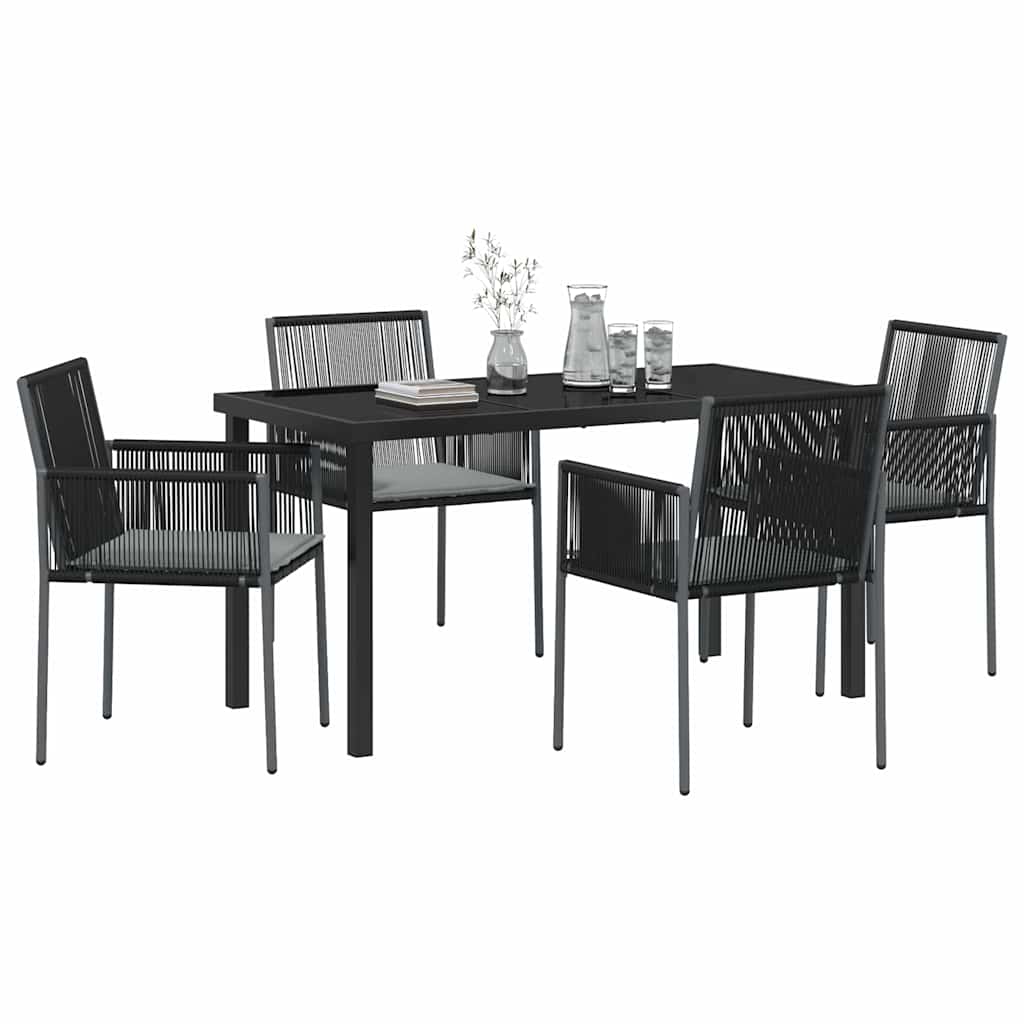 Set da Pranzo per Giardino 5 pz Nero Rattan in PE