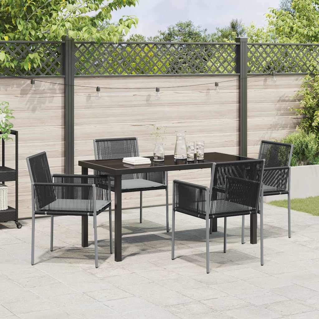 Set da Pranzo per Giardino 5 pz Nero Rattan in PE