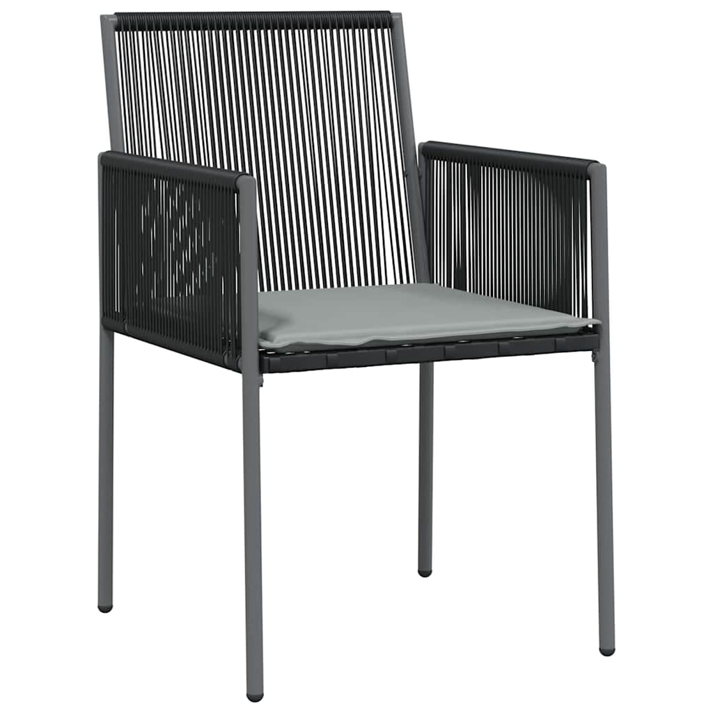 Set da Pranzo per Giardino 5 pz Nero Rattan in PE
