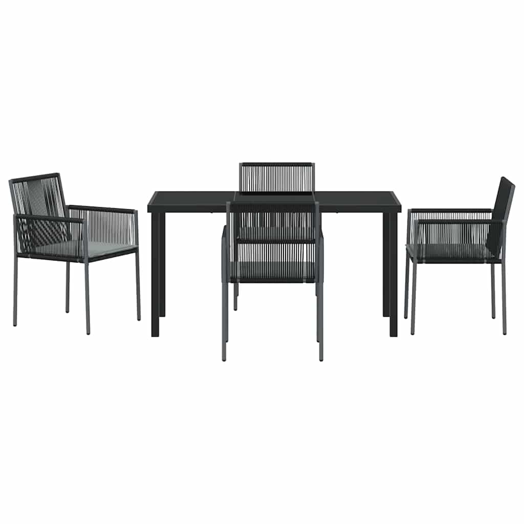 Set da Pranzo per Giardino 5 pz Nero Rattan in PE