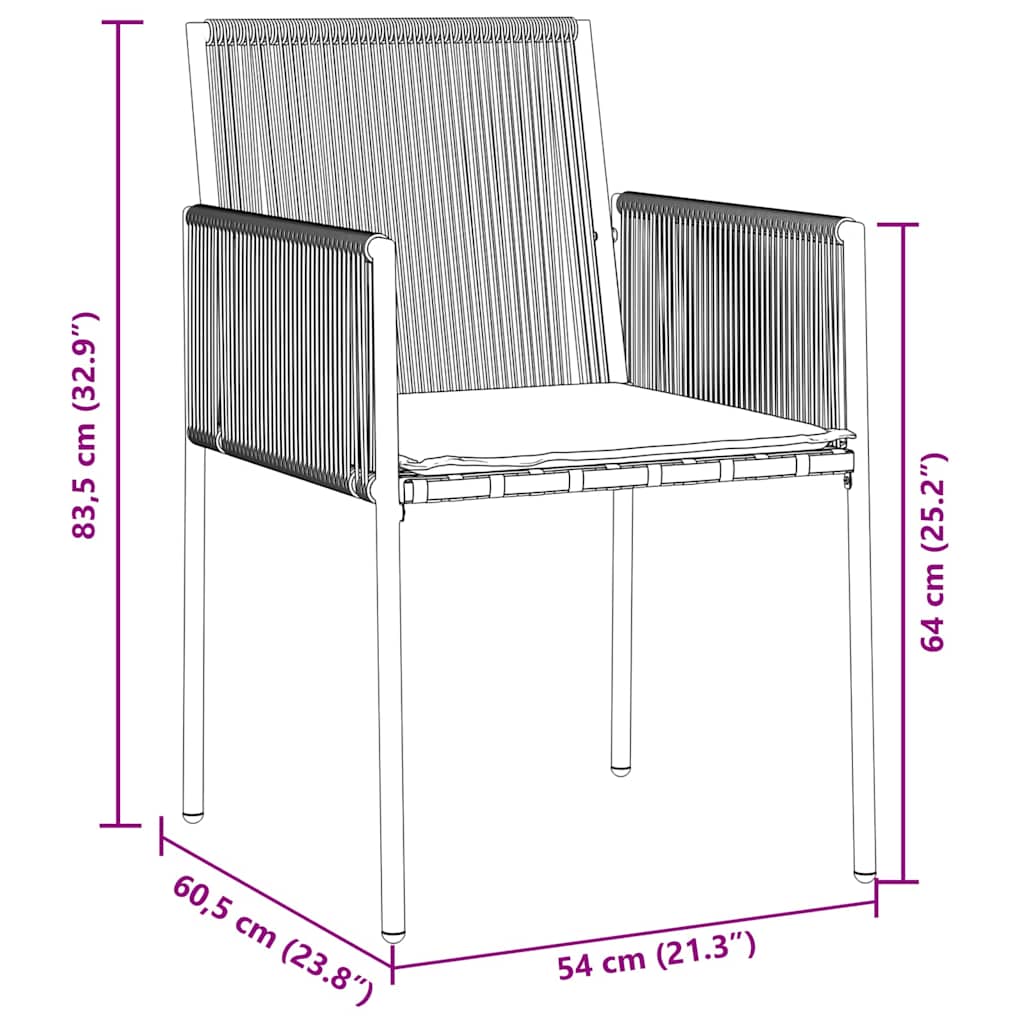 Set da Pranzo per Giardino 5 pz Nero Rattan in PE