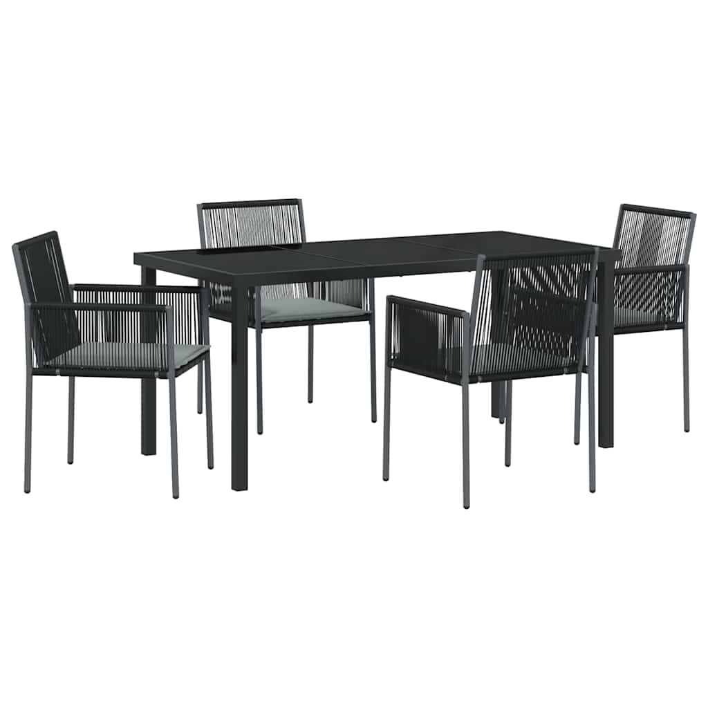 Set da Pranzo per Giardino 5 pz Nero Rattan in PE