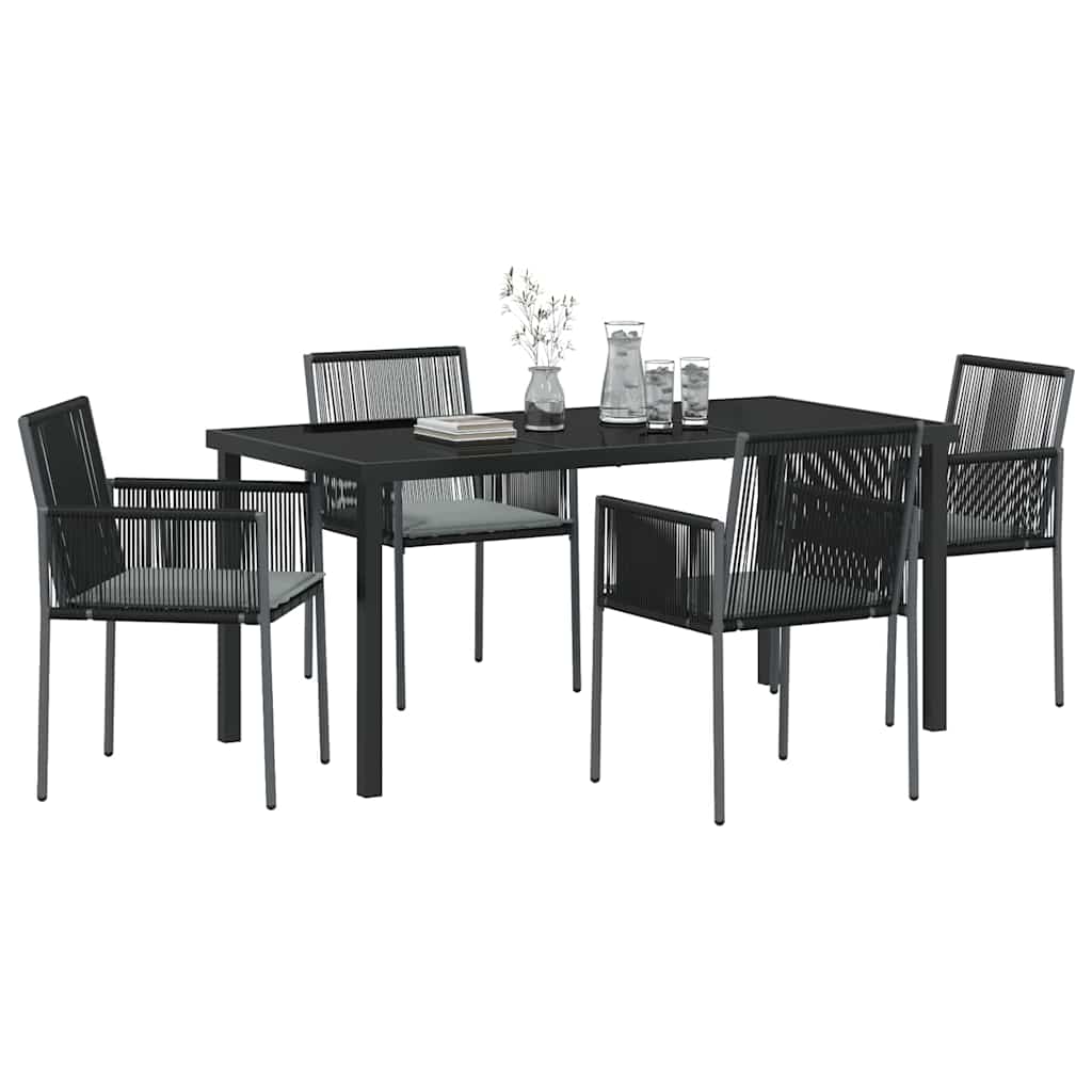 Set da Pranzo per Giardino 5 pz Nero Rattan in PE
