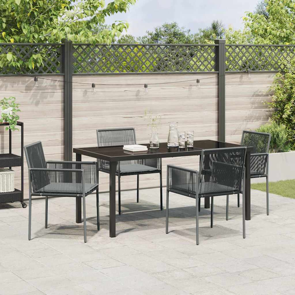 Set da Pranzo per Giardino 5 pz Nero Rattan in PE
