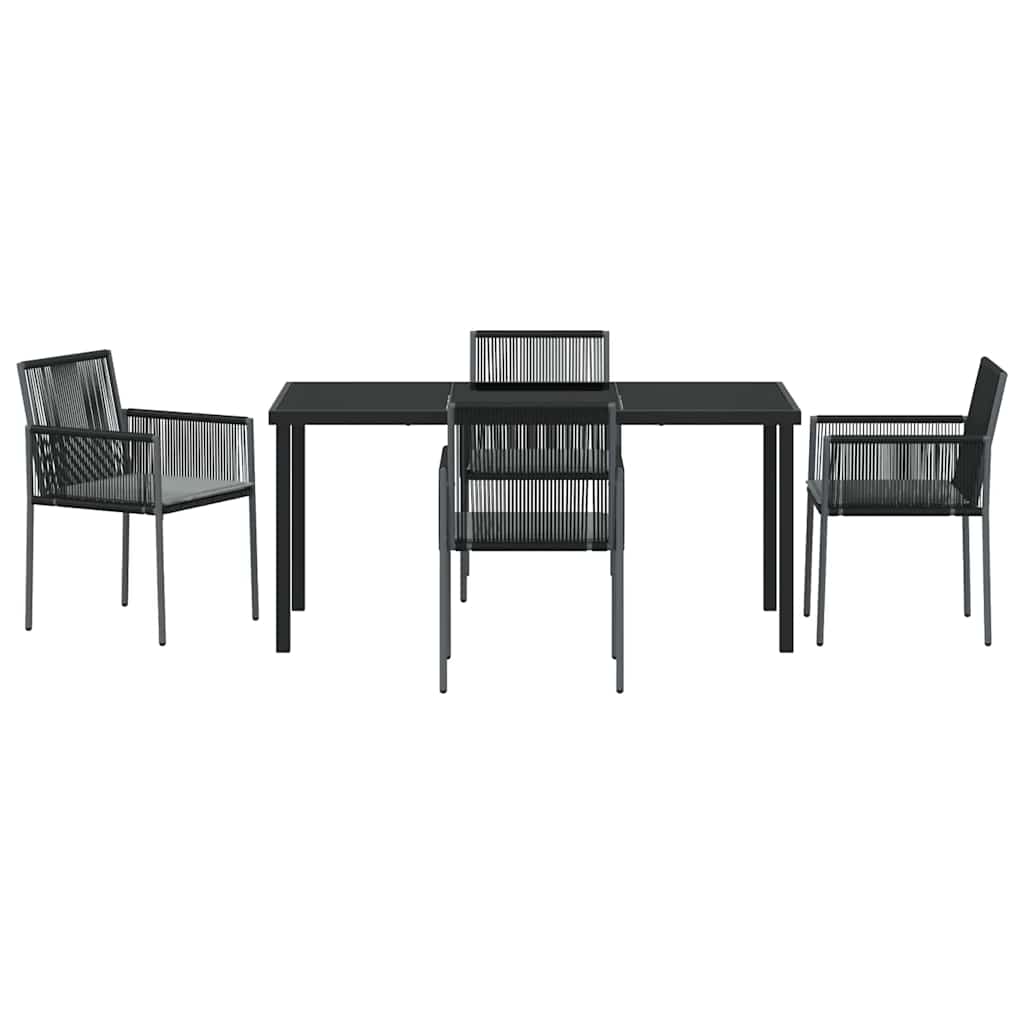 Set da Pranzo per Giardino 5 pz Nero Rattan in PE