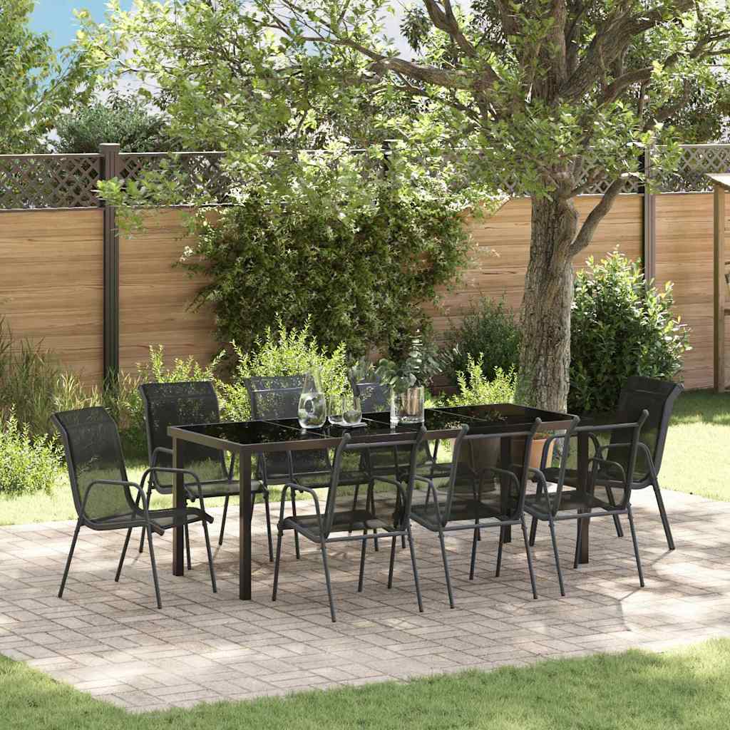 Set da Pranzo per Giardino 9 pz Nero
