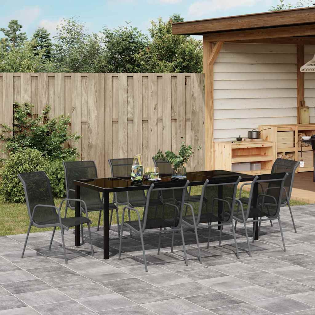 Set da Pranzo per Giardino 9 pz Nero