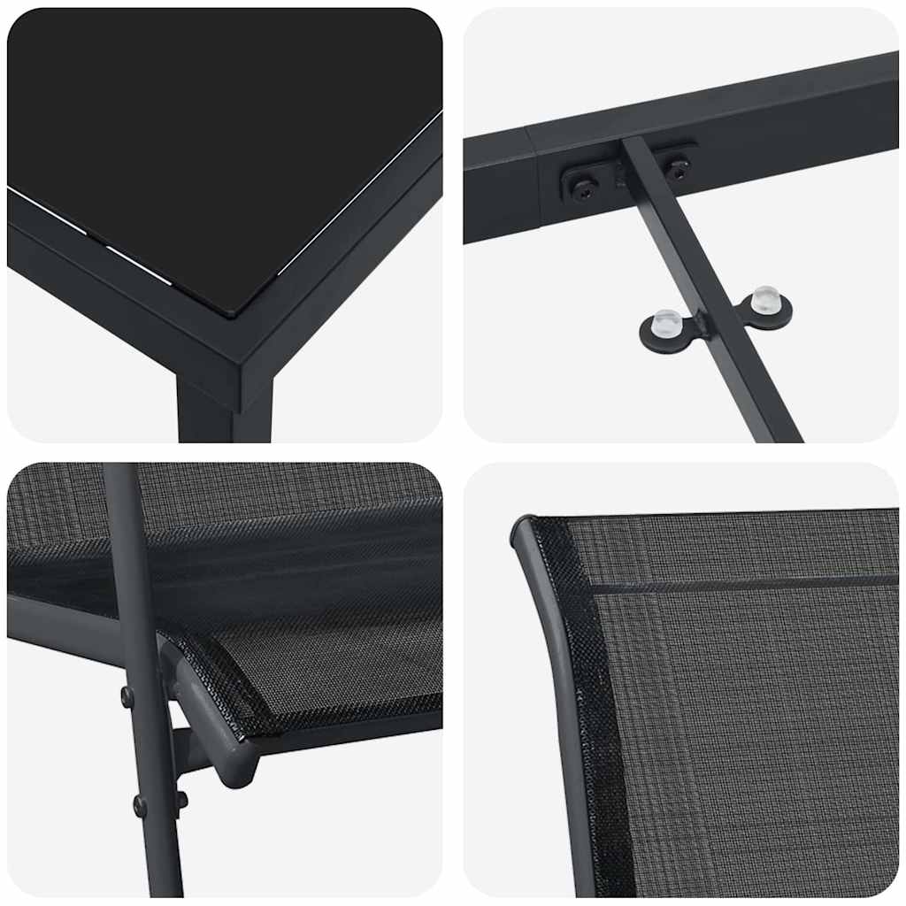 Set da Pranzo per Giardino 9 pz Nero