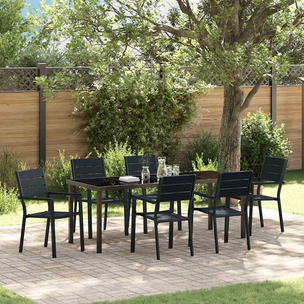 Set da Pranzo per Giardino 7 pz Nero