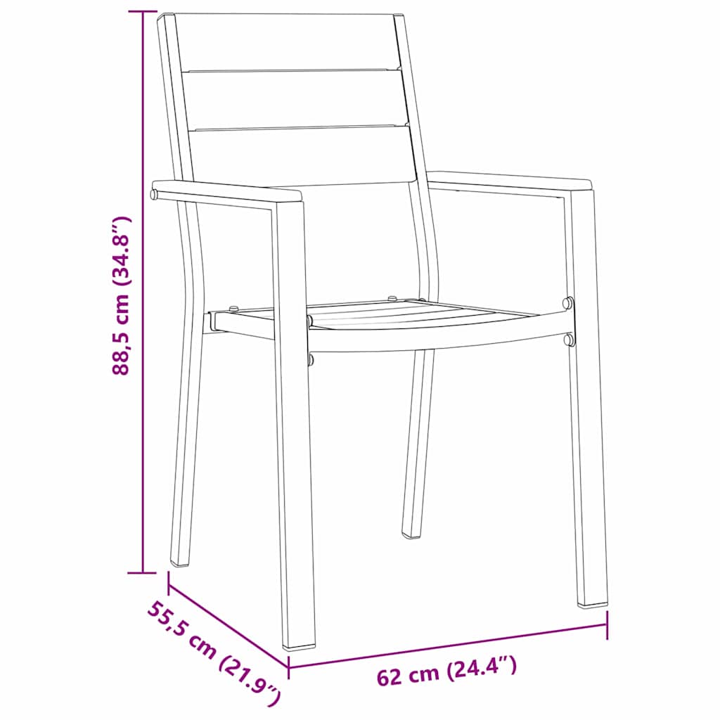 Set da Pranzo per Giardino 7 pz Nero