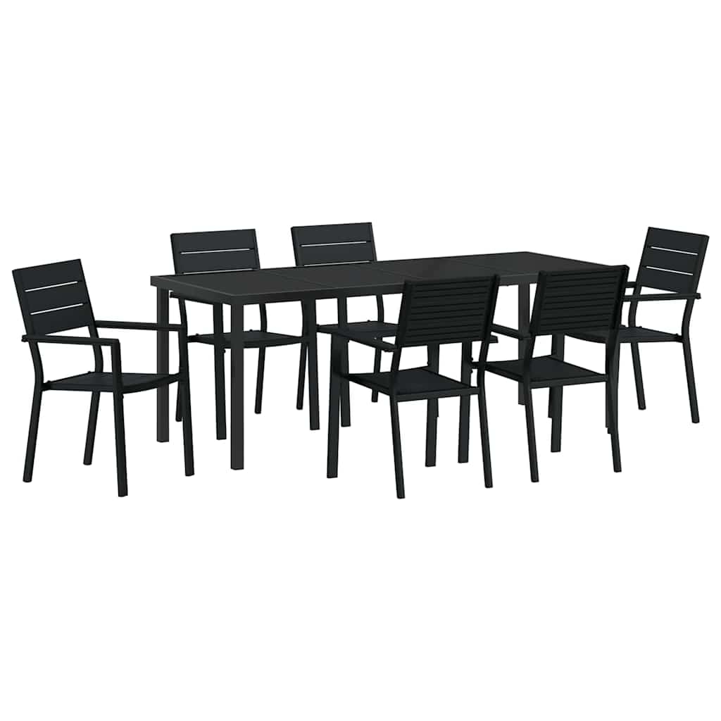 Set da Pranzo per Giardino 7 pz Nero