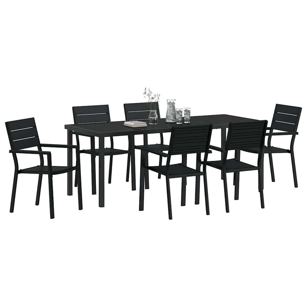 Set da Pranzo per Giardino 7 pz Nero