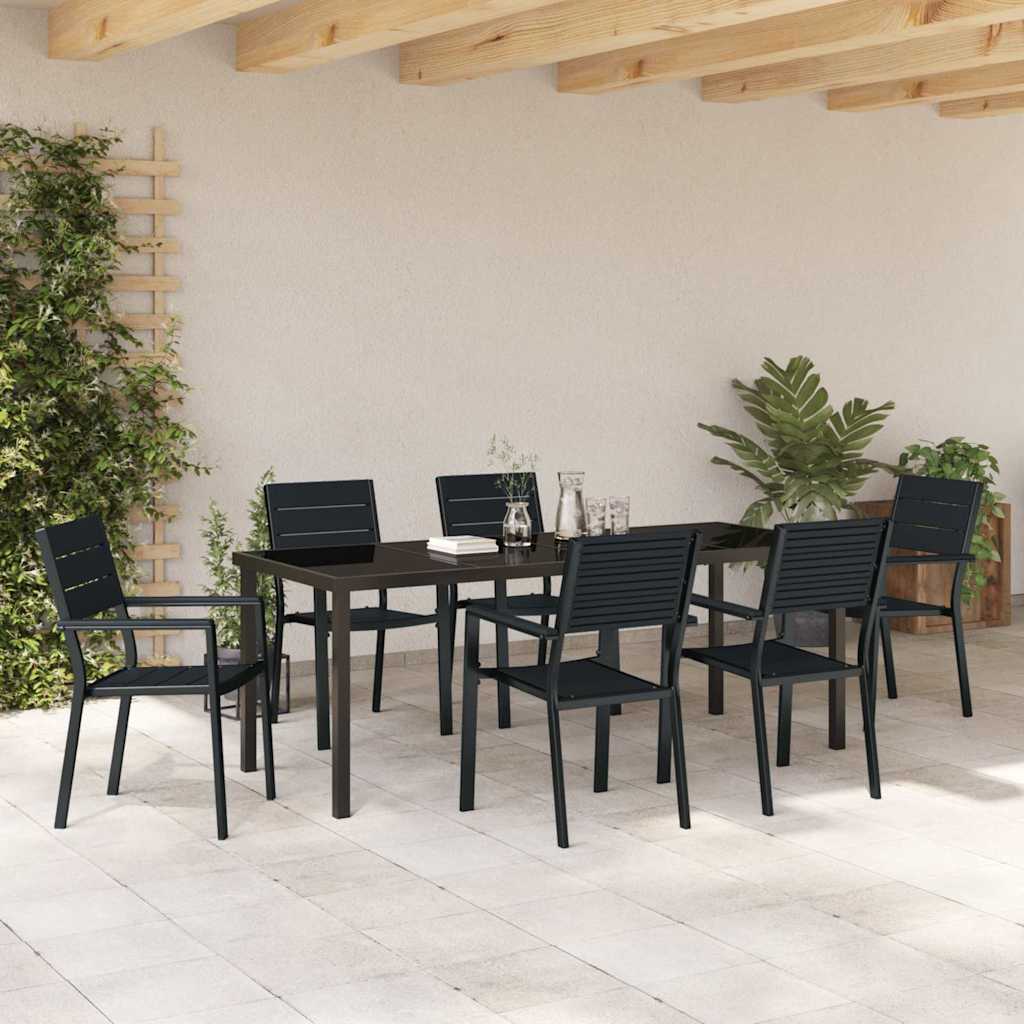 Set da Pranzo per Giardino 7 pz Nero